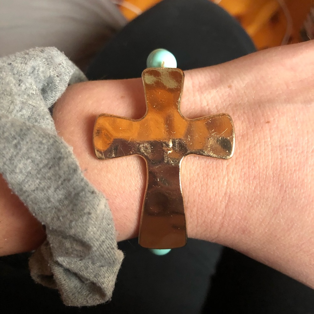 Gold Tone Cross Bracelet
